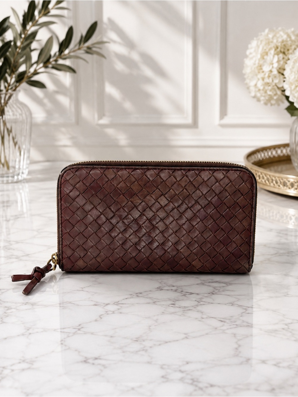 Bottega Veneta Brown Intrecciato Nappa Leather Long Zip Wallet w/ Box - Picture 1 of 12